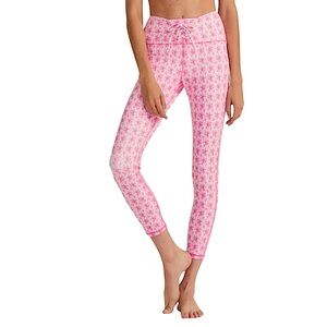 LoveShackFancy Postiana Pink Lace Up Floral Leggings, NEW